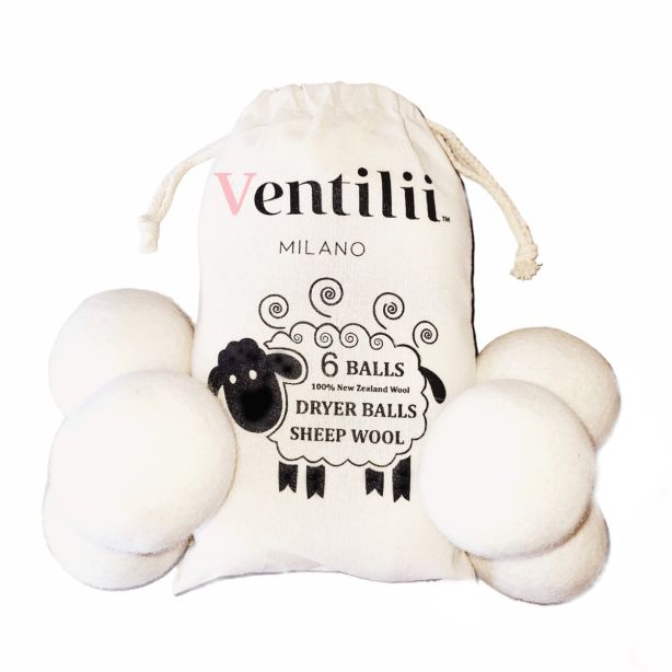 6 grote drogerballen van wol (7cm) wit – Ventilii Milano
